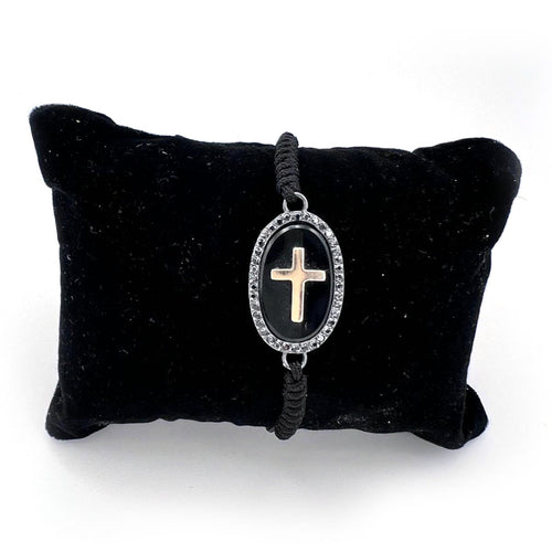Bracelet CROSS - Bracelet en or jaune 18K, onyx et diamants noirs 58 Facettes UKA000081GM