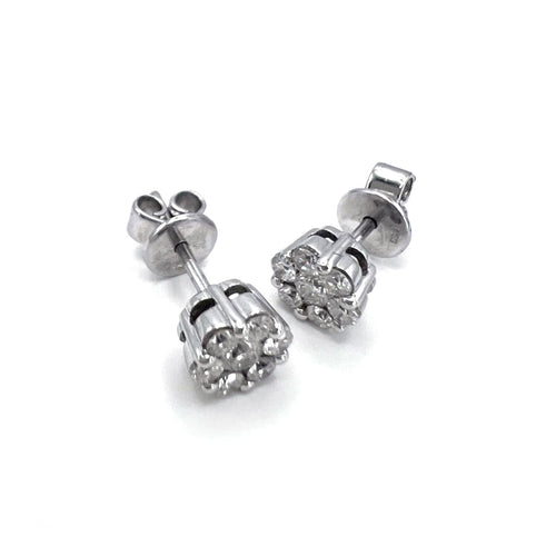 Bague Boucles d'oreilles solitaires - Diamants naturels en or blanc 18 ct 58 Facettes UKA000084GM