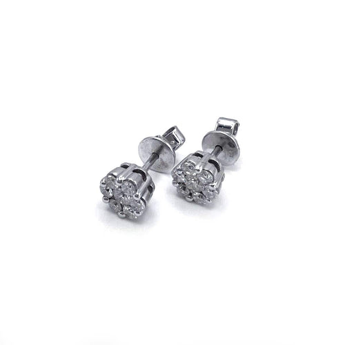 Bague Boucles d'oreilles solitaires - Diamants naturels en or blanc 18 ct 58 Facettes UKA000084GM