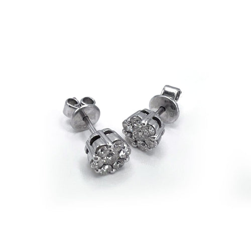 Bague Boucles d'oreilles solitaires - Diamants naturels en or blanc 18 ct 58 Facettes UKA000084GM