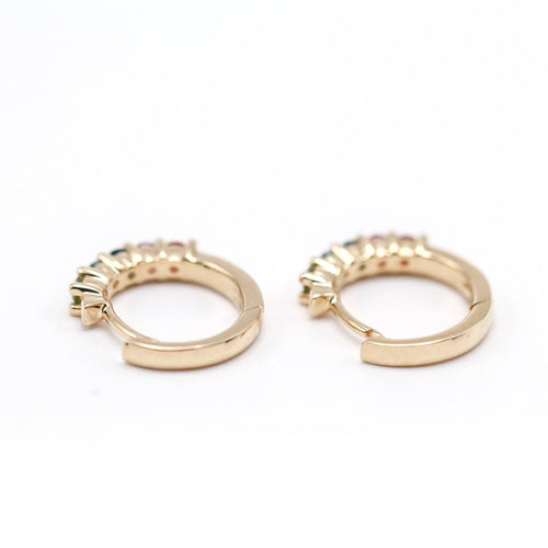 Boucles d'oreilles RAINBOW - Boucles d’oreilles créoles en or jaune 18K et gemmes 58 Facettes UKA000102LF