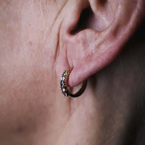 Boucles d'oreilles RAINBOW - Boucles d’oreilles créoles en or jaune 18K et gemmes 58 Facettes UKA000102LF