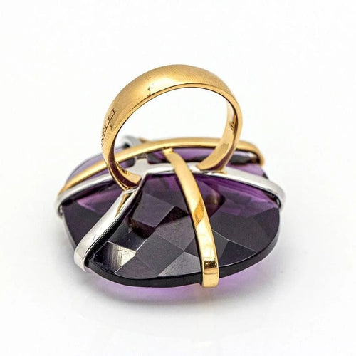 Bague 55.5 Bague bicolore design italien en or 18 kt et améthyste 58 Facettes D359741LF