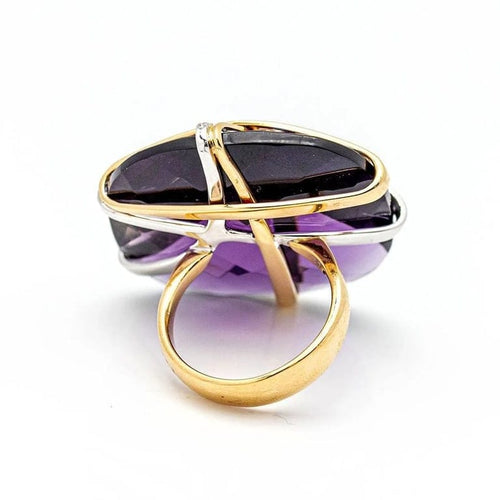 Bague 55.5 Bague bicolore design italien en or 18 kt et améthyste 58 Facettes D359741LF