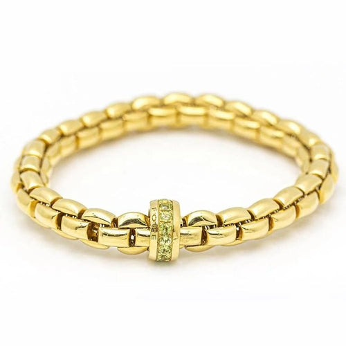 Bracelet Bracelet élastique en or jaune 18 carats et péridots 58 Facettes D359653LF