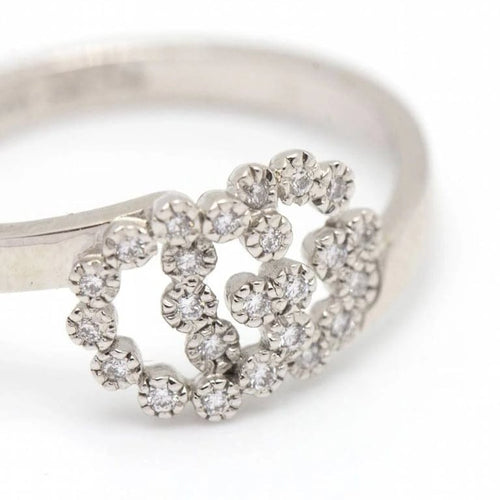 Bague 54 Gucci Running G - Bague en or blanc 18 carats et diamants 58 Facettes D360453FJ