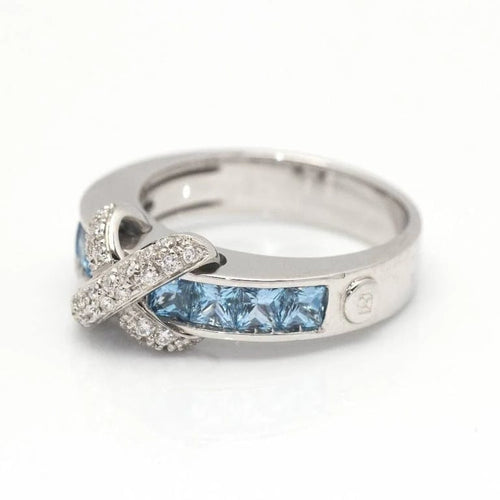 Bague 56 CENTOVENTUNO - Bague en or blanc 18 carats avec diamants et topazes bleues 58 Facettes D360500FJ