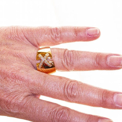 Bague 56 Chaumet Liens Croisés - Bague en or rose 18 carats et diamants 58 Facettes D361598UZ