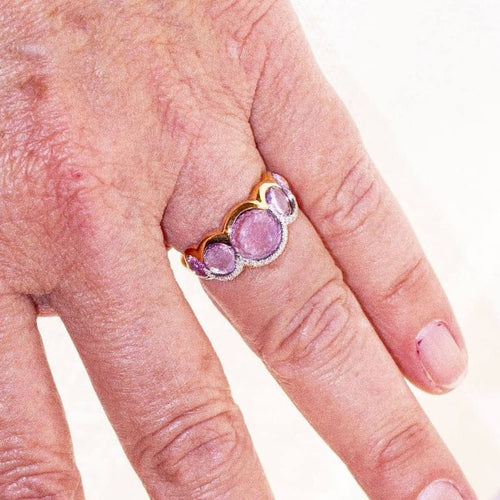 Bague 55 Bague en or rose 18 carats avec améthyste et diamants 58 Facettes D361639UZ