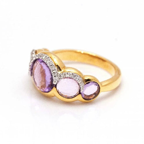 Bague 55 Bague en or rose 18 carats avec améthyste et diamants 58 Facettes D361639UZ