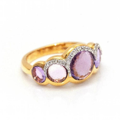 Bague 55 Bague en or rose 18 carats avec améthyste et diamants 58 Facettes D361639UZ