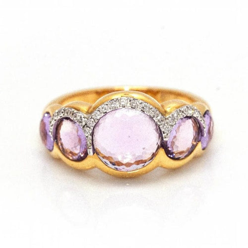 Bague 55 Bague en or rose 18 carats avec améthyste et diamants 58 Facettes D361639UZ