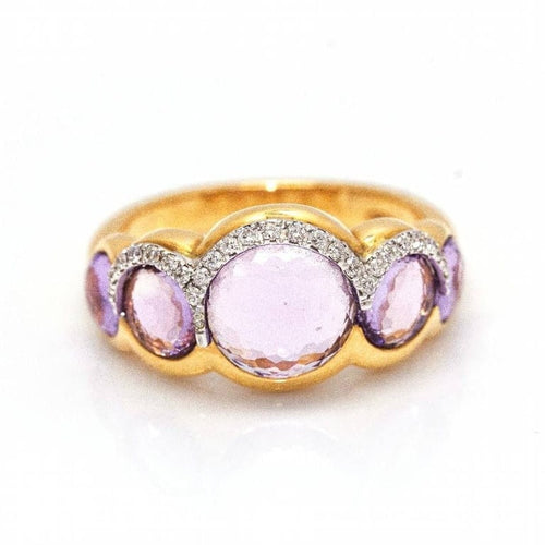 Bague 55 Bague en or rose 18 carats avec améthyste et diamants 58 Facettes D361639UZ