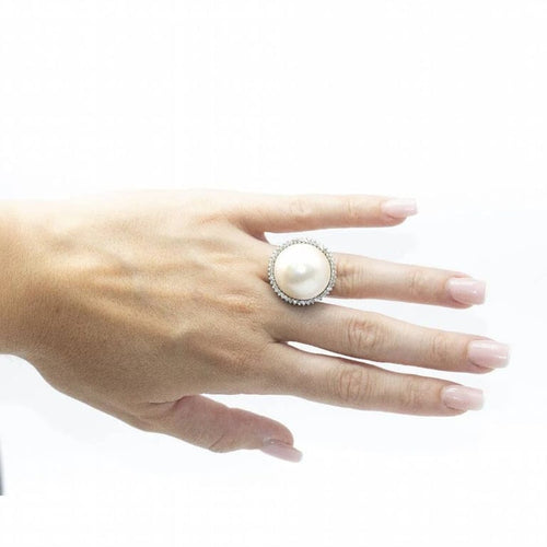 Bague 50.5 Bague perle naturelle en or blanc 18 carats et diamants 58 Facettes D362763RR