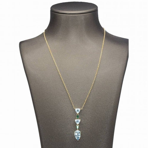 Collier Collier - Pendentif en or jaune 18 carats avec topaze, aigue-marine et émeraudes 58 Facettes D362785JE
