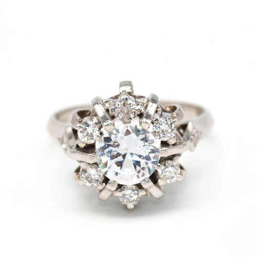 Bague 52.5 Bague en or blanc 18 carats avec diamants et béryl 58 Facettes D362790RR