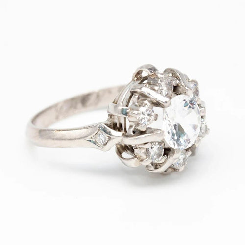 Bague 52.5 Bague en or blanc 18 carats avec diamants et béryl 58 Facettes D362790RR