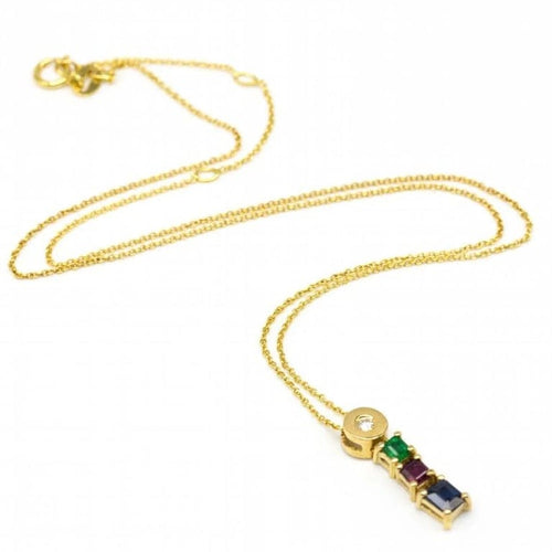 Collier Collier - Pendentif en or jaune 18 carats avec diamant et pierres précieuses 58 Facettes D362786JE
