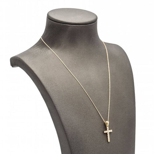 Collier Collier pendentif croix en or jaune 18 carats et diamants 58 Facettes D363121CG