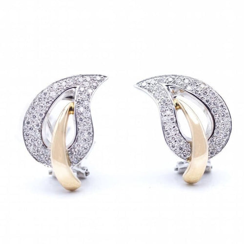 Boucles d'oreilles Boucles d'oreilles feuille bicolores en or rose et blanc 18 ct et diamants 58 Facettes N102864LF