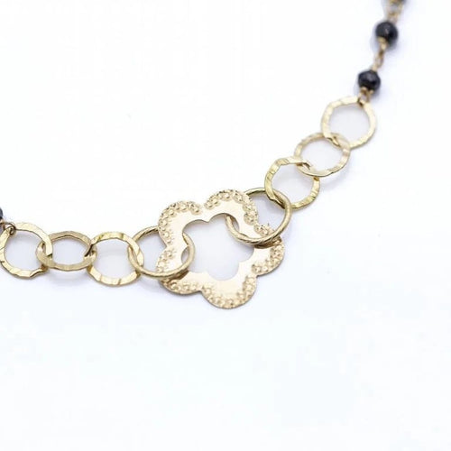 Collier Collier motif floral en or jaune 18 ct et spinelles noirs 58 Facettes N102870LF