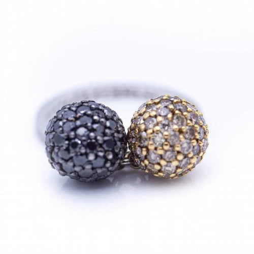 Bague 54 Bague bicolore - Bague en or jaune et blanc 18 ct et diamants 58 Facettes N102876LF