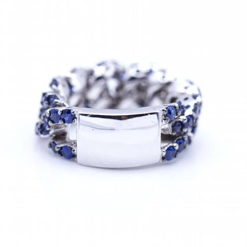 Bague 55 Bague articulée en or blanc 18 ct avec diamants et saphirs 58 Facettes N102886LF
