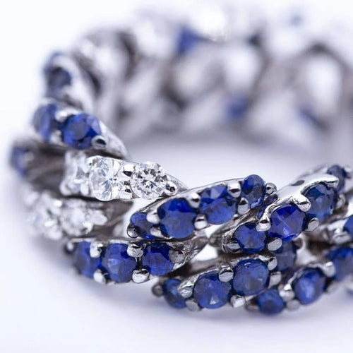 Bague 55 Bague articulée en or blanc 18 ct avec diamants et saphirs 58 Facettes N102886LF