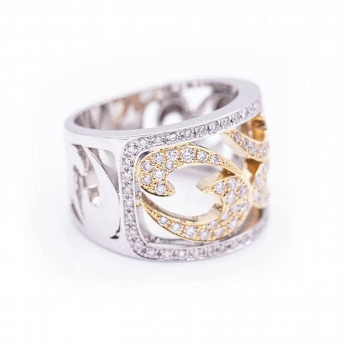 Bague 54 Bague bicolore - Bague en or blanc et or rose 18 ct et diamants 58 Facettes N102899