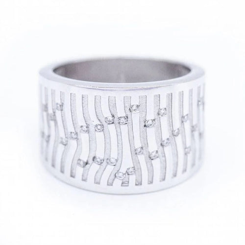 Bague 54 BAMBU - Bague en or blanc 18 ct et diamants taille brillant 58 Facettes N102905