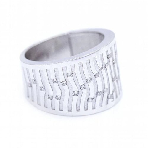 Bague 54 BAMBU - Bague en or blanc 18 ct et diamants taille brillant 58 Facettes N102905