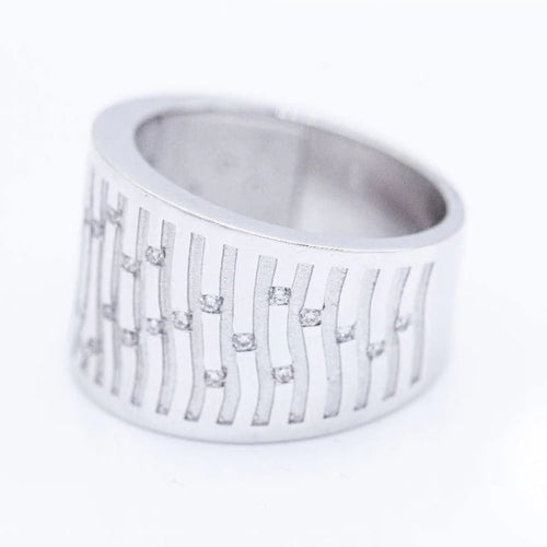 Bague 54 BAMBU - Bague en or blanc 18 ct et diamants taille brillant 58 Facettes N102905
