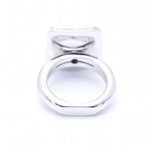 Bague 52 Bague carrée en or blanc 18 ct avec diamants et saphirs 58 Facettes N102919EJ
