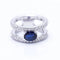 Bague 52 Bague en or blanc 18 ct avec saphir et diamants 58 Facettes N102924EJ