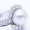 Bague 53 Bague en or blanc 18 ct avec perle de culture et diamants 58 Facettes N102930EJ