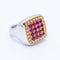 Bague 53 Bague unisexe carrée en or jaune 18 ct, diamants et rubis 58 Facettes N102920EJ