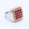 Bague 53 Bague unisexe carrée en or jaune 18 ct, diamants et rubis 58 Facettes N102920EJ