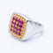 Bague 53 Bague unisexe carrée en or jaune 18 ct, diamants et rubis 58 Facettes N102920EJ