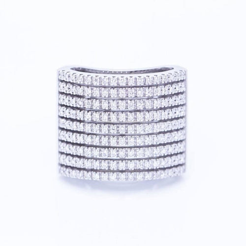 Bague 54 Bague pavée en or blanc 18 kt et diamants 1,70 ct 58 Facettes N102922EJ