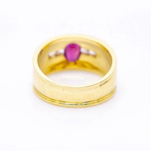Bague 54 Bague en or jaune 18 ct avec rubis ovale et diamants 58 Facettes N102932EJ
