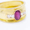 Bague 54 Bague en or jaune 18 ct avec rubis ovale et diamants 58 Facettes N102932EJ