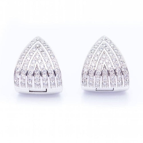 Boucles d'oreilles Boucles d’oreilles triangulaires en or blanc 18 ct et diamants 58 Facettes N102939EJ
