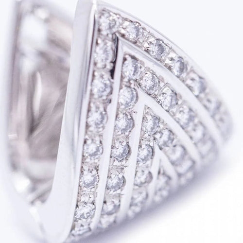 Boucles d'oreilles Boucles d’oreilles triangulaires en or blanc 18 ct et diamants 58 Facettes N102939EJ