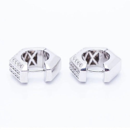 Boucles d'oreilles HEXAGON - Boucles d’oreilles en or blanc 18 ct et diamants 58 Facettes N102942EJ