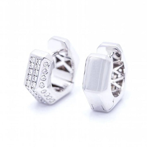 Boucles d'oreilles HEXAGON - Boucles d’oreilles en or blanc 18 ct et diamants 58 Facettes N102942EJ