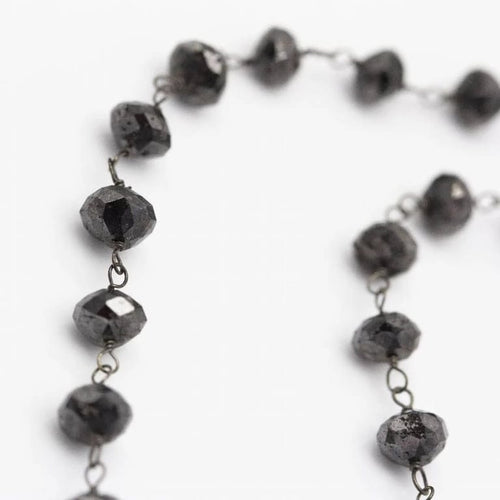 Collier Collier chapelet - Or blanc 18 ct et diamants noirs 58 Facettes D359131VN