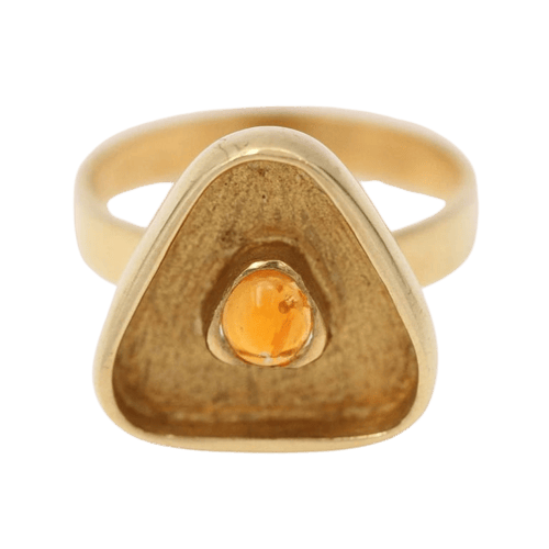 Bague 53 Bague cabochon citrine en or jaune 18 ct 58 Facettes D359543JC