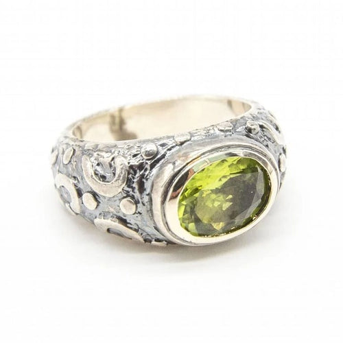Bague 55 Bague en or jaune 18 carats et argent 925 avec péridot 58 Facettes D363899SO
