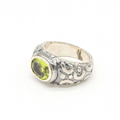 Bague 55 Bague en or jaune 18 carats et argent 925 avec péridot 58 Facettes D363899SO
