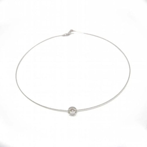 Collier Collier solitaire - Pendentif en acier tressé et diamant 0,12 ct 58 Facettes D363928SO
